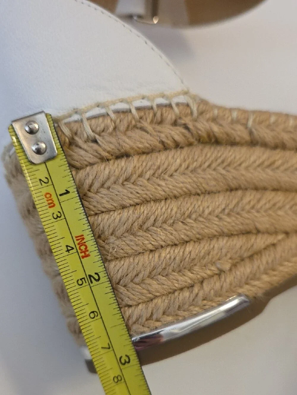 Franco Sarto White Leather Espadrille Wedge Sandals